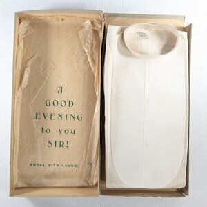 1930s OPEN BACK Arrow Kirk Canada Sanforized Formal Shirt, Starched White Bib